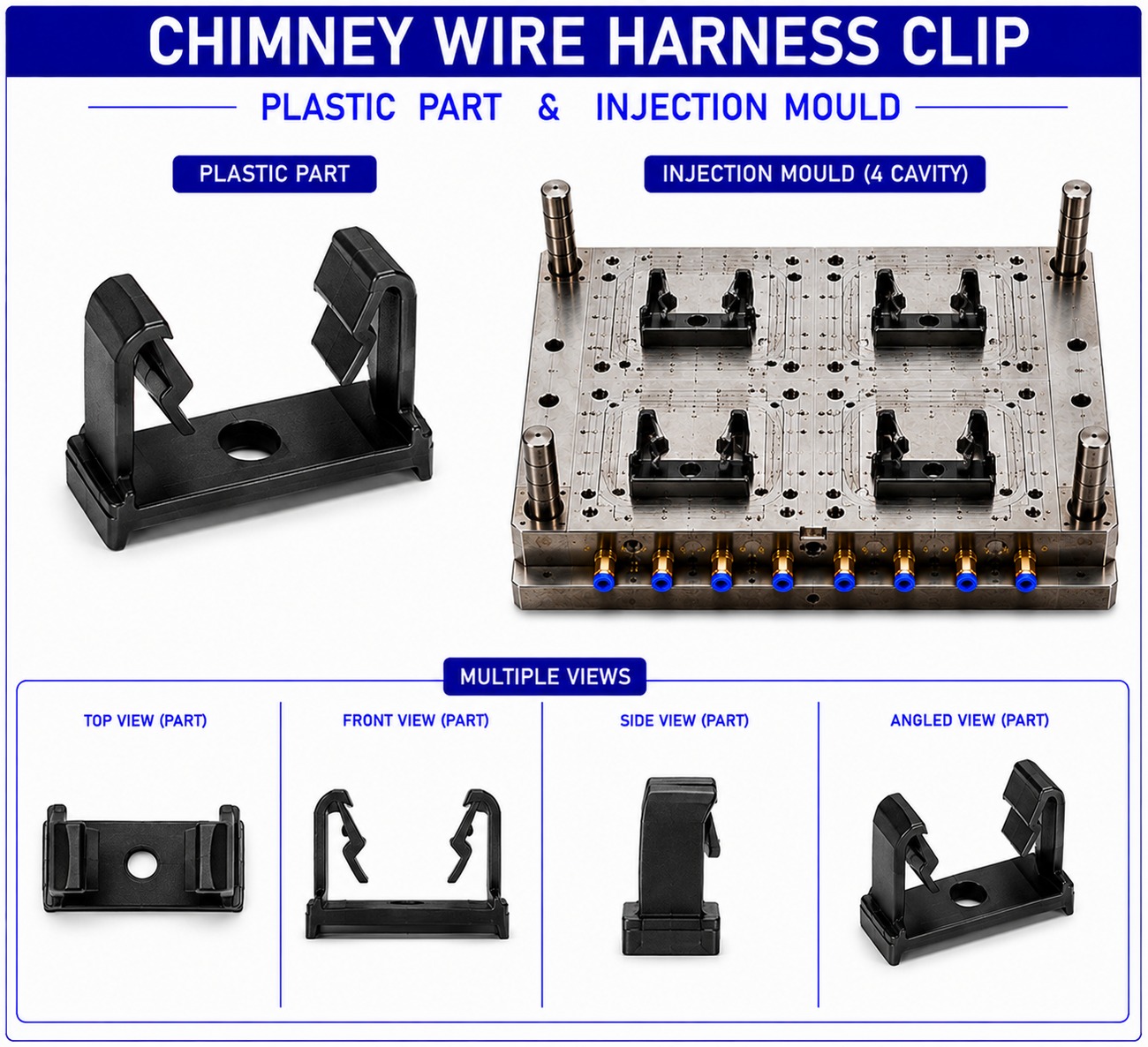 Chimney Plastic Wire Harness Clip Mould and Moulding Service
